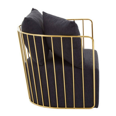 Azalea Black Fabric Chair with Gold Finish Frame