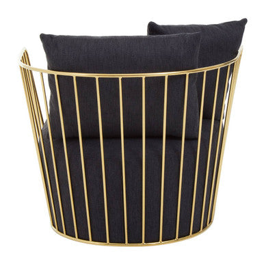 Azalea Black Fabric Chair with Gold Finish Frame