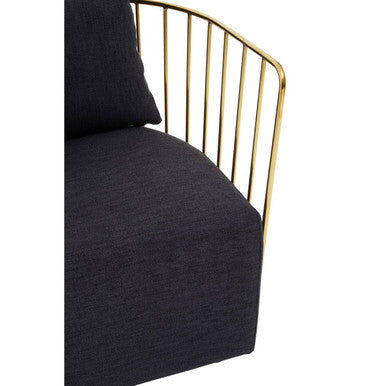 Azalea Black Fabric Chair with Gold Finish Frame