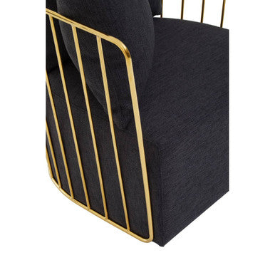 Azalea Black Fabric Chair with Gold Finish Frame