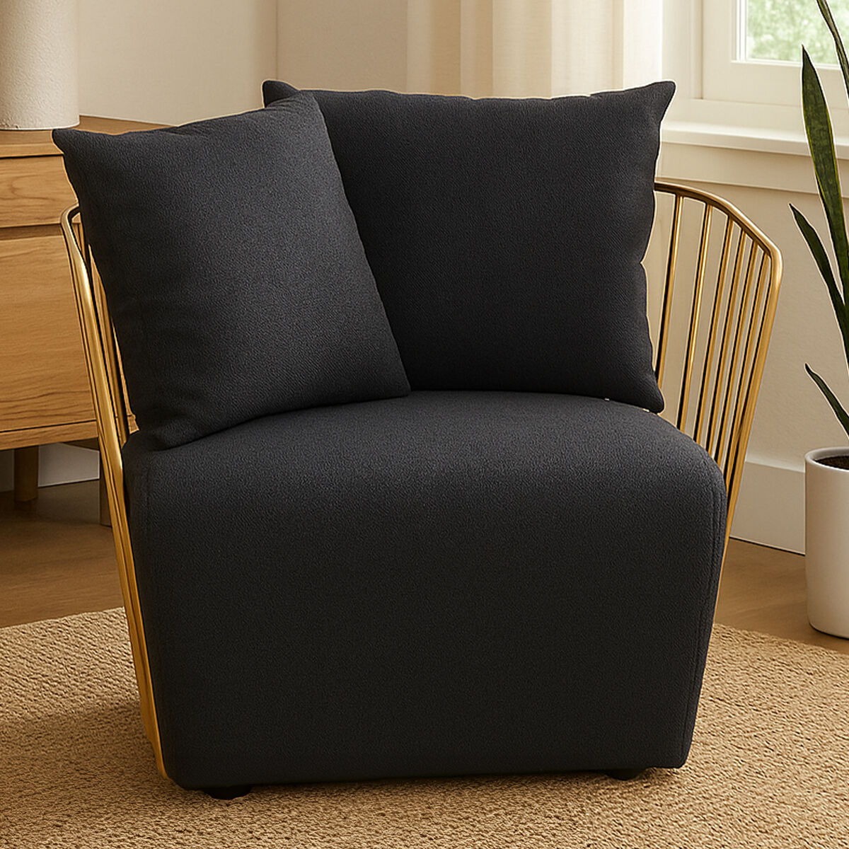 Azalea Black Fabric Chair with Gold Finish Frame