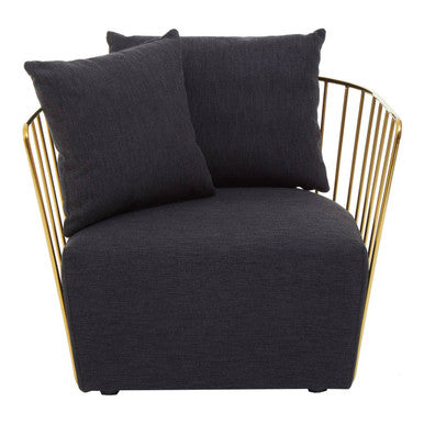 Azalea Black Fabric Chair with Gold Finish Frame