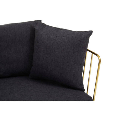 Azalea Black Fabric 2 Seater Sofa with Gold Finish Frame