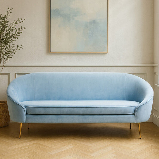 3 Seater Aqua Blue Velvet Sofa | Yasmeen