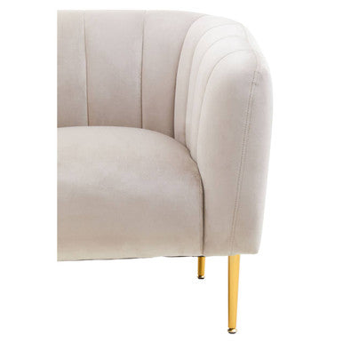 Yasmeen Silver Grey Velvet Barrel Back Armchair with Gold Finish Legs