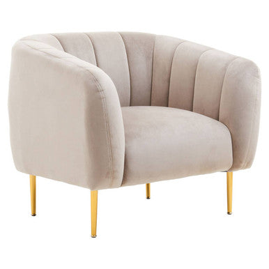 Yasmeen Mink Velvet Channel Tufted Armchair