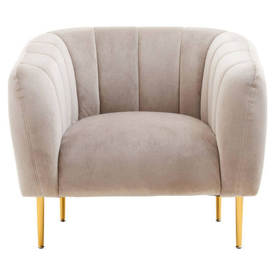 Yasmeen Mink Velvet Channel Tufted Armchair