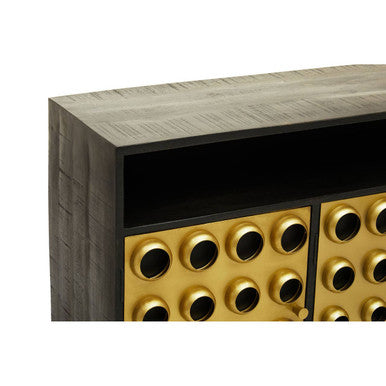 Arti Black Mango Wood and Brass Effect 3 Door Sideboard