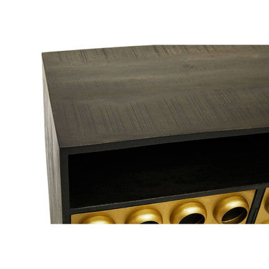 Arti Black Mango Wood and Brass Effect 3 Door Sideboard