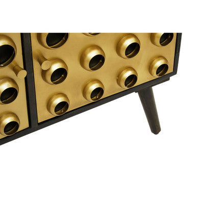 Arti Black Mango Wood and Brass Effect 3 Door Sideboard
