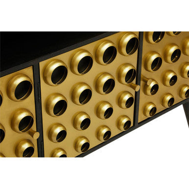 Arti Black Mango Wood and Brass Effect 3 Door Sideboard