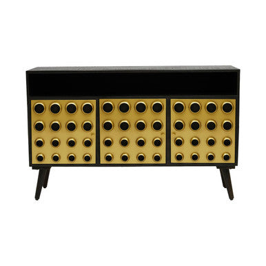 Arti Black Mango Wood and Brass Effect 3 Door Sideboard