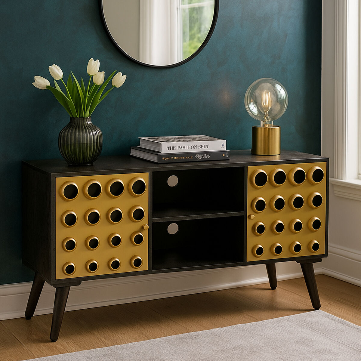 Arti Mango Wood and Brass Effect 2 Door Media Unit