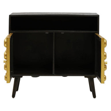 Arti Black Mango Wood and Brass Effect 2 Door Sideboard