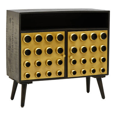 Arti Black Mango Wood and Brass Effect 2 Door Sideboard