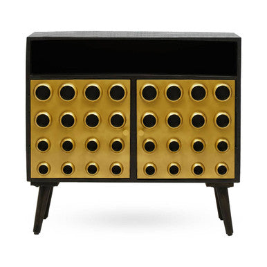 Arti Black Mango Wood and Brass Effect 2 Door Sideboard