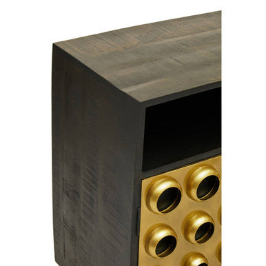 Arti Black Mango Wood and Brass Effect 2 Door Sideboard