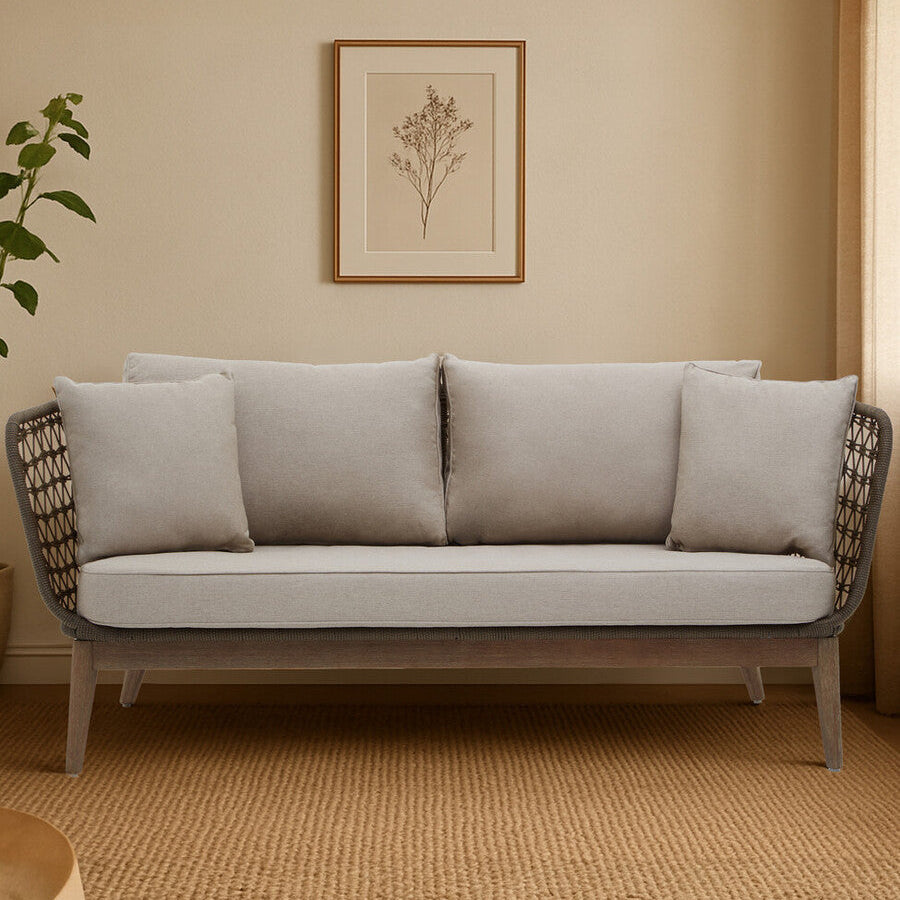 Opus Grey Woven Rope 3 Seater Sofa with Scatter Cushions