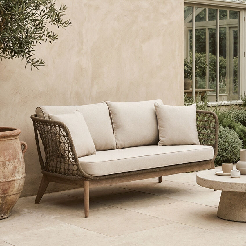 Opus Grey Woven Rope 3 Seater Sofa with Scatter Cushions
