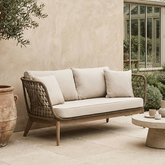 Opus Grey Woven Rope 3 Seater Sofa with Scatter Cushions