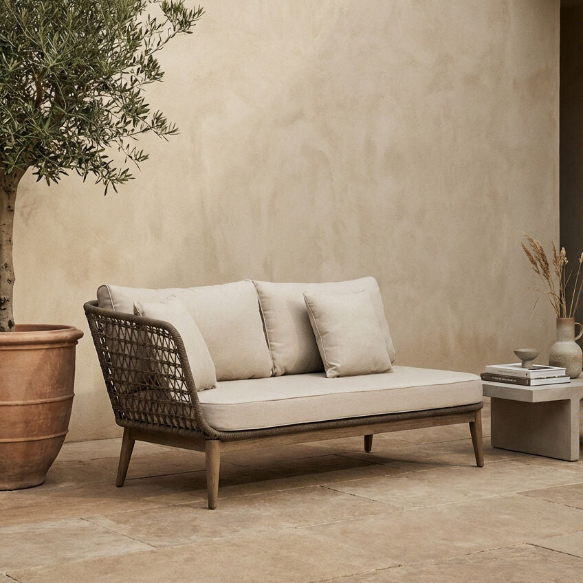 Opus Grey Woven Rope Chaise Longue with Cushions