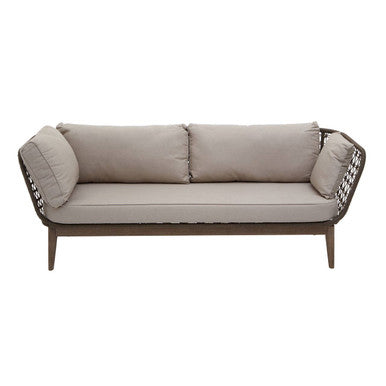 Opus Grey Linen and Woven Rope 3 Seater Sofa with Cushions