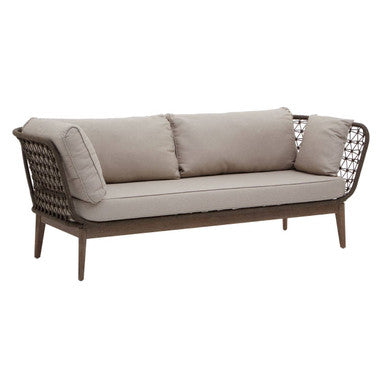 Opus Grey Linen and Woven Rope 3 Seater Sofa with Cushions
