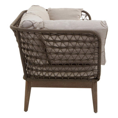Opus Grey Linen and Woven Rope 3 Seater Sofa with Cushions