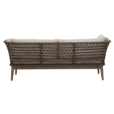 Opus Grey Linen and Woven Rope 3 Seater Sofa with Cushions