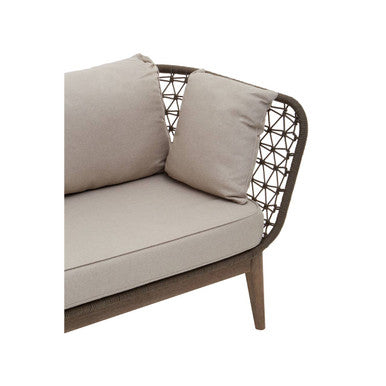 Opus Grey Linen and Woven Rope 3 Seater Sofa with Cushions