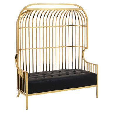 Eliza Gold Finish Dome Cage Two Seater Sofa