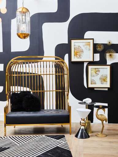 Eliza Gold Finish Dome Cage Two Seater Sofa