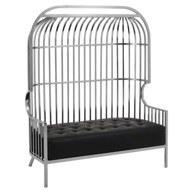 Eliza Silver Finish Dome Cage Two Seater Sofa