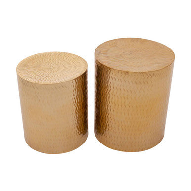 Templar Gold Finish Set of 2 Side Tables and Stools