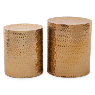 Templar Gold Finish Set of 2 Side Tables and Stools
