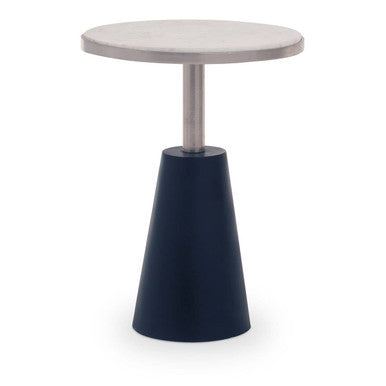 Templar White Marble Round Side Table with Black Metal Base