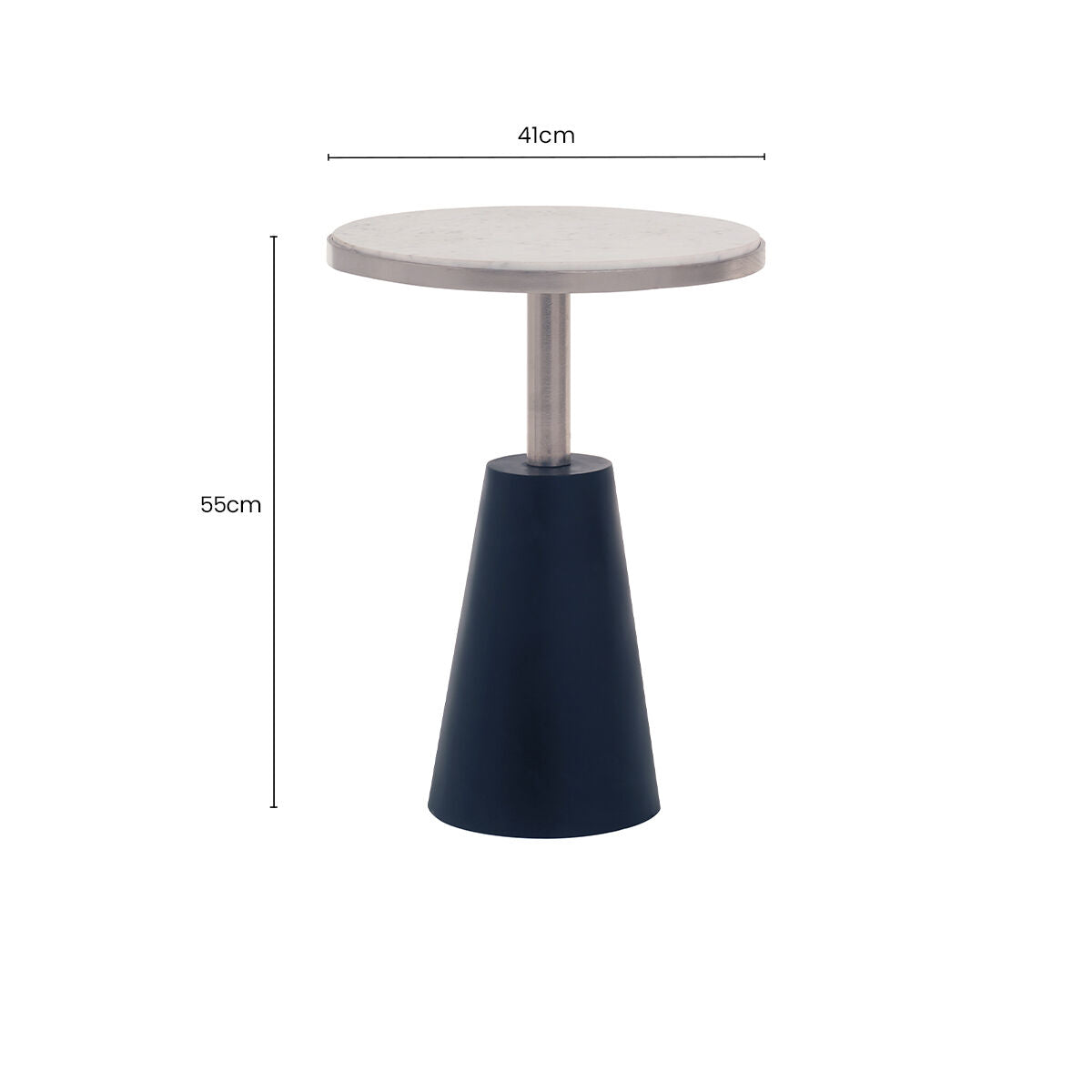 Templar White Marble Round Side Table with Black Metal Base