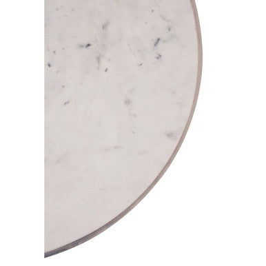 Templar White Marble Round Side Table with Black Metal Base