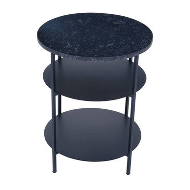 Templar Black Marble 3 Tier Round Side Table