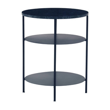 Templar Black Marble 3 Tier Round Side Table