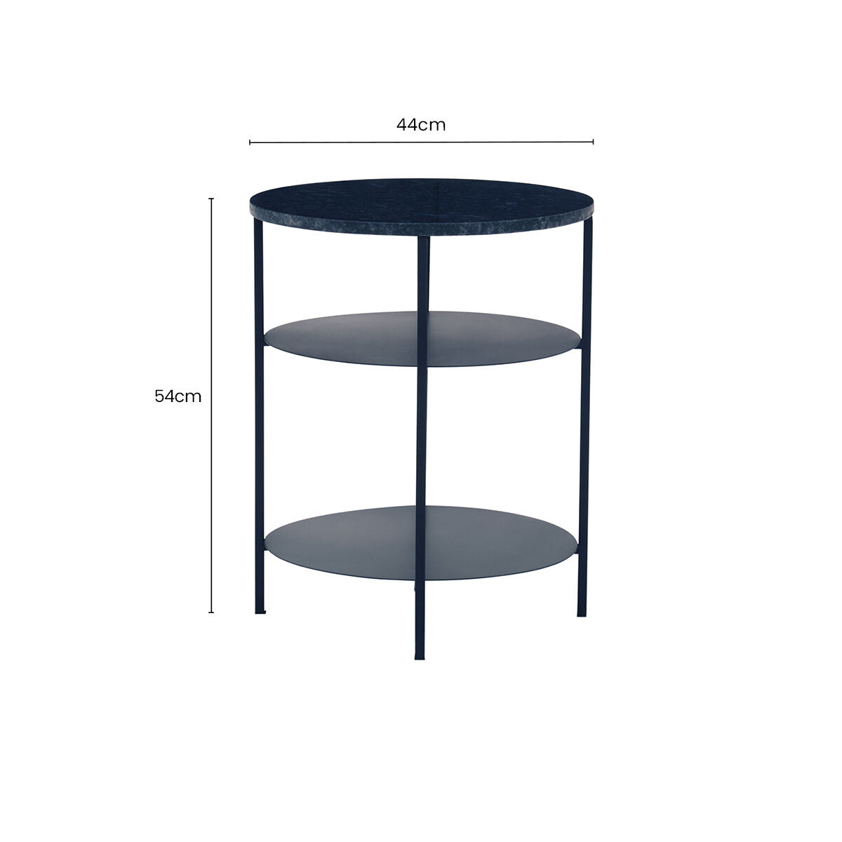 Templar Black Marble 3 Tier Round Side Table