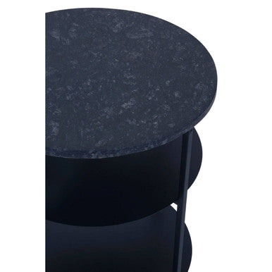 Templar Black Marble 3 Tier Round Side Table