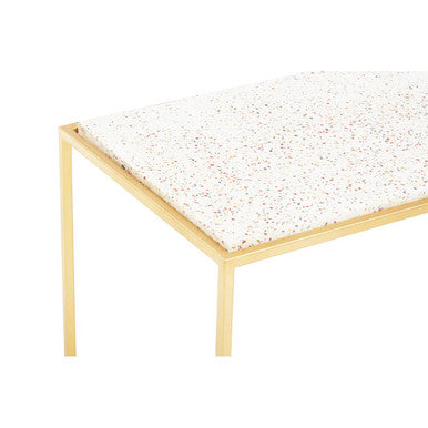 Gold Finish Metal Console Table with White Marble Rectangular Top | Templar