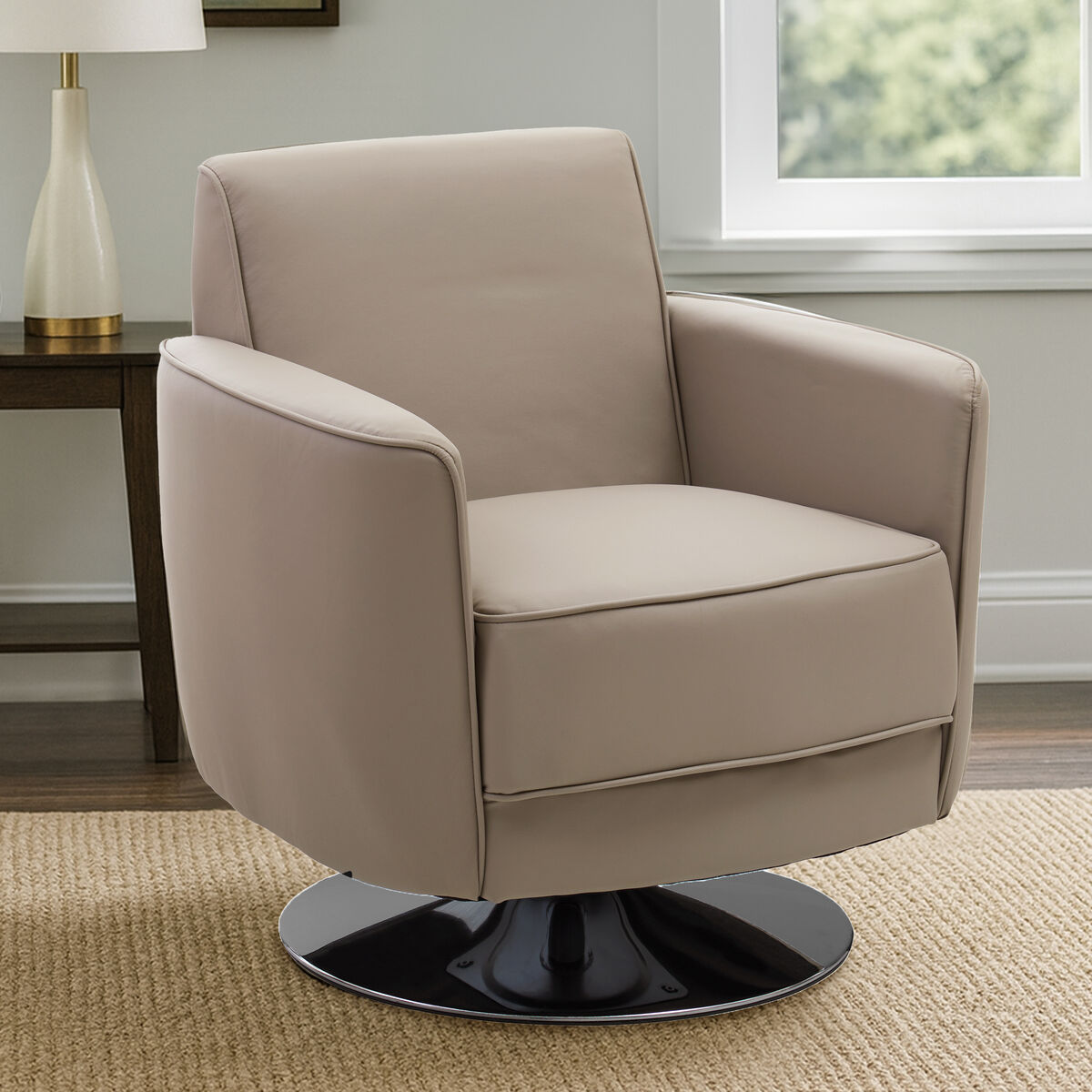 Wester Mink Leather Effect Swivel Chair