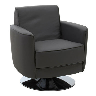 Wester Grey Leather Effect Swivel Chair