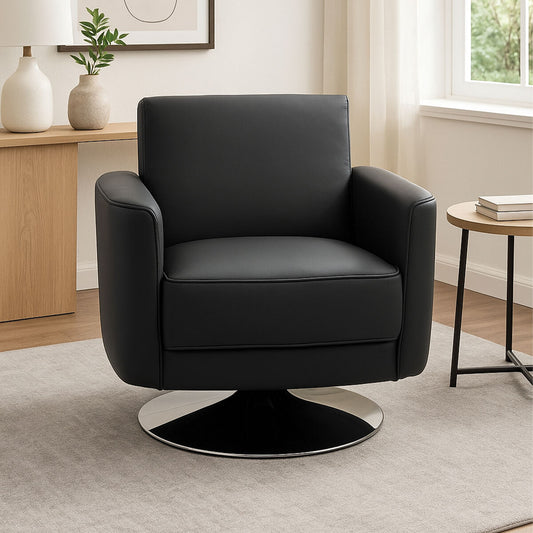 Wester Grey Leather Effect Swivel Chair