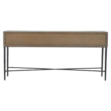 Milan Grey Recycled Elm Wood 4 Drawer Console Table