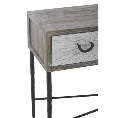 Milan Grey Recycled Elm Wood 4 Drawer Console Table