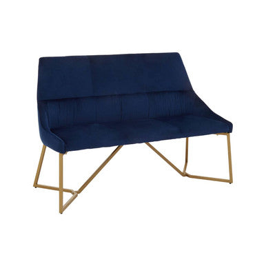 Vieste Midnight Blue Velvet Bench with Tufted Back