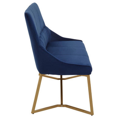 Vieste Midnight Blue Velvet Bench with Tufted Back